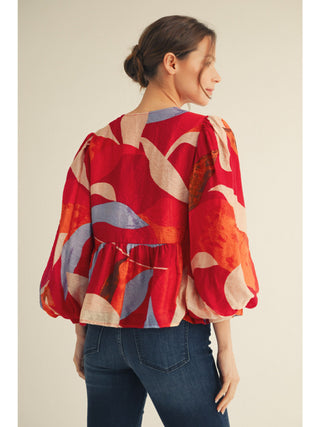 Jodifl Abstract  Peplum Blouse