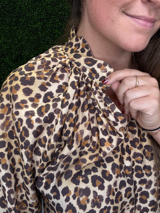 Scallop Hem Leopard Blouse
