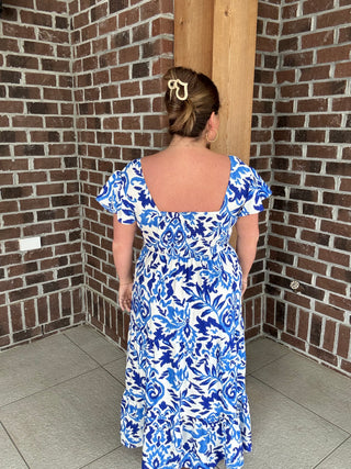 Molly Bracken Blue Printed Maxi Dress