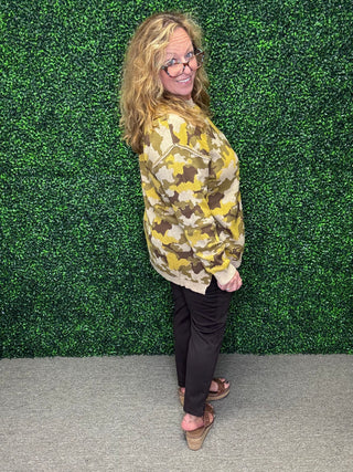 Easel Olive Camo Sweater