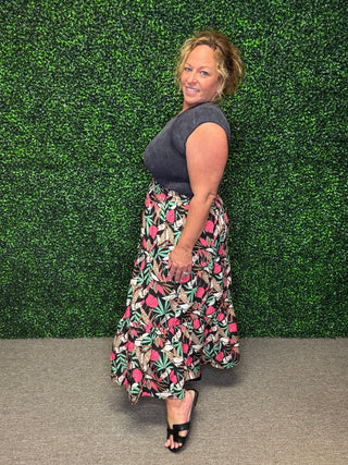 Meadow Bloom Floral Midi Skirt