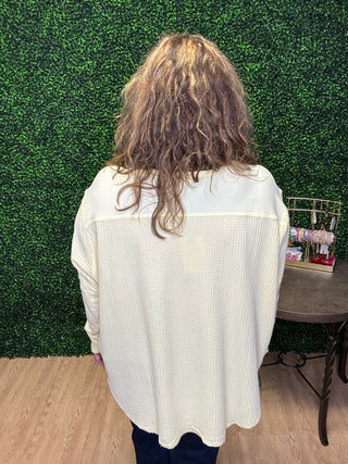 Easel Washed Thermal Henley Top