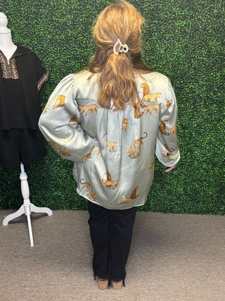 Easel Cheetah Print Blouse Curvy