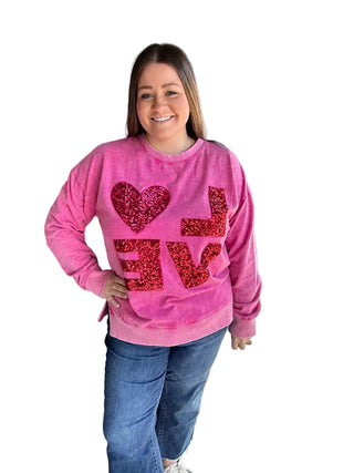 Sequin Love Pullover by White Birch FINAL SALE