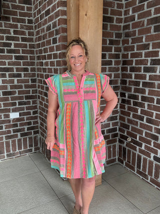 Molly Bracken Multicolor Printed Mini Dress