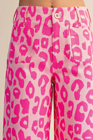 Glam Leopard Colette Cropped Wide -Leg Pants