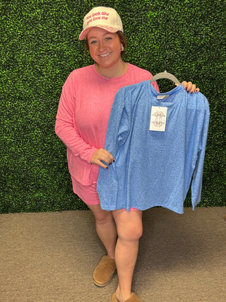 Melange Tee and Short Set-Zenana