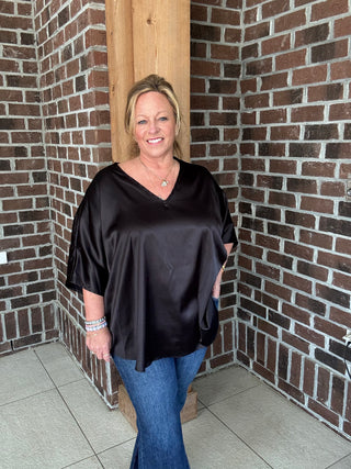 Adrienne Black Luxe Dolman Top