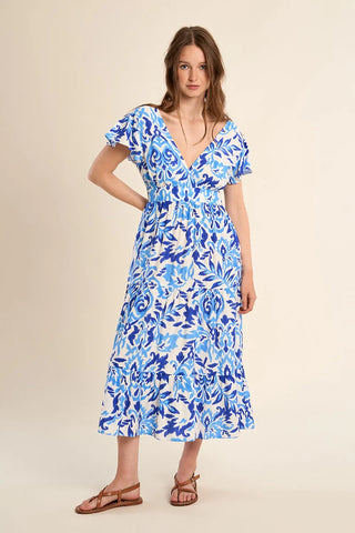 Molly Bracken Blue Printed Maxi Dress