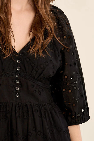 Molly Bracken Black Embroidered Maxi Dress