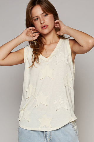 V-neck Lace Applique Tank