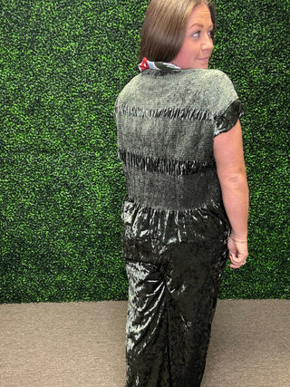 Umgee Velvet Wide Leg Pant