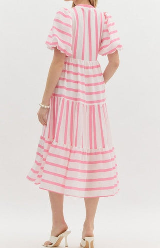 Entro Striped Midi Dress