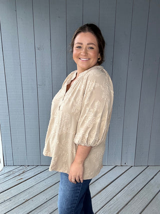 Textured Taupe Elegance Top