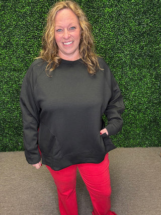 Zenana Scuba Round Neck Pullover