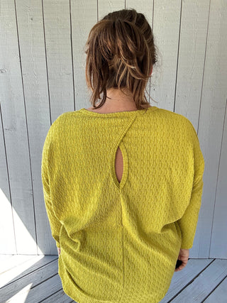 Be Stage Back Keyhole Chartreuse Top