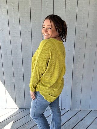 Be Stage Back Keyhole Chartreuse Top