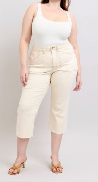 Judy Blue Ecru Denim Crop FINAL SALE