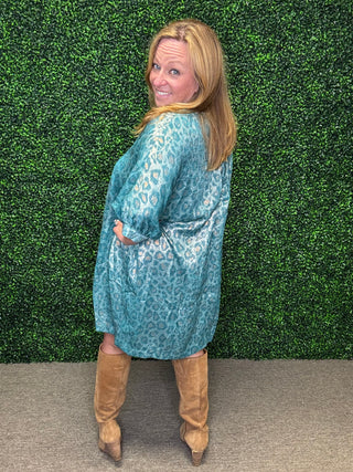 Umgee Metallic Leopard V Neck Mini