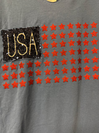 Grace+Emma Sequin USA Flag Top