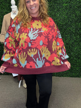 Easel Floral Patterned Sweater FINAL SALE