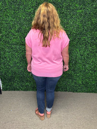 White Birch Pink Short Sleeve Sweater