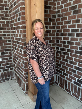 Grace and Emma Leopard V-Neck Top