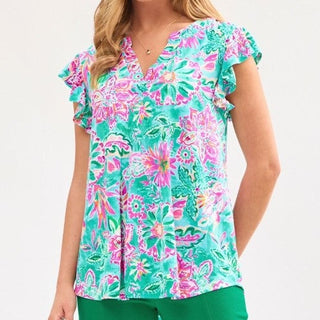 Dear Scarlett Lizzy Flutter Sleeve Top Mint