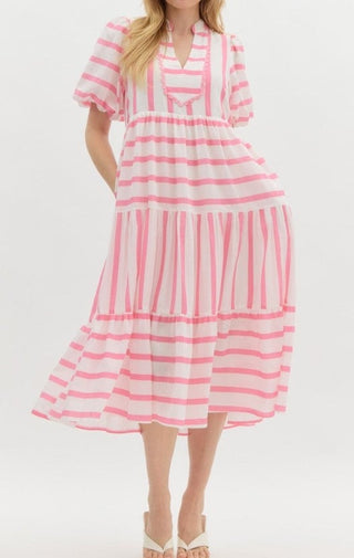 Entro Striped Midi Dress