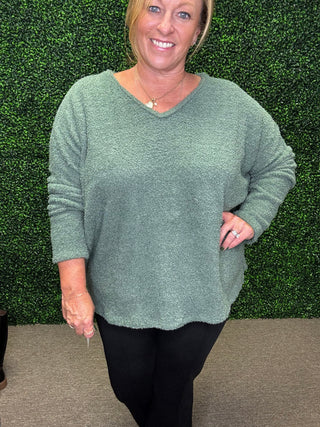 Fuzzy Olive Top FINAL SALE