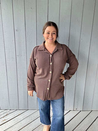 Ribbed Button Down