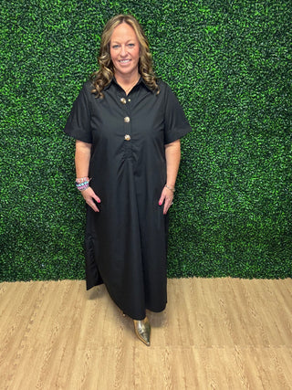 Entro Solid Short Sleeve Midi Dress