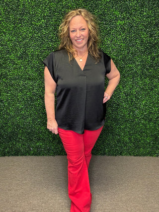 The Luxe Pleat V-Neck Top