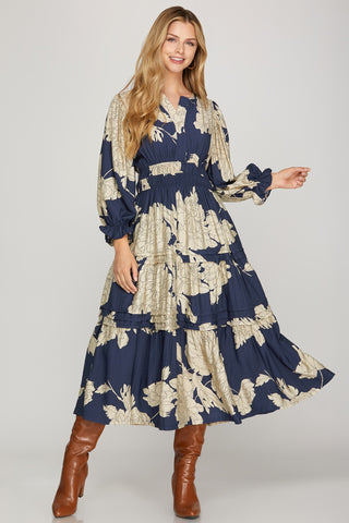 Navy Blossom Midi Dress final sale