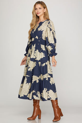 Navy Blossom Midi Dress final sale