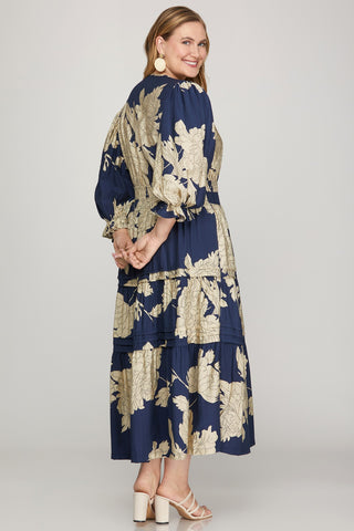 Navy Blossom Midi Dress final sale