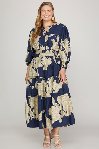 Navy Blossom Midi Dress final sale