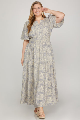 She + Sky Slate Blue Floral Maxi