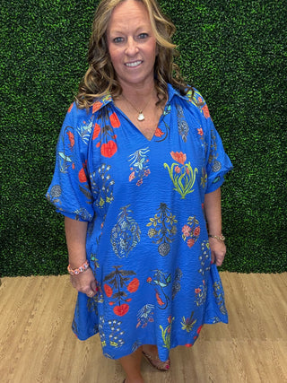 Umgee Floral Print Mini Dress