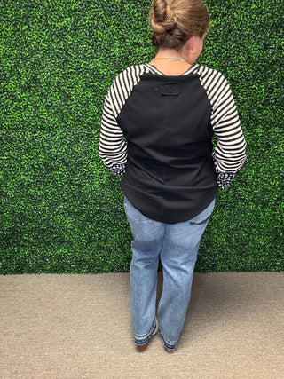 Floral and Stripe Casual Knit Top