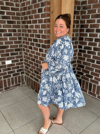 Molly Bracken Blue Printed Mini Dress