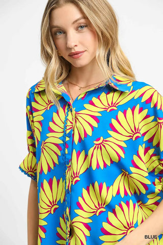 Umgee Tropical Print Button Up