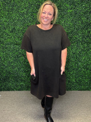 Simply Classic Black Dress-White Birch