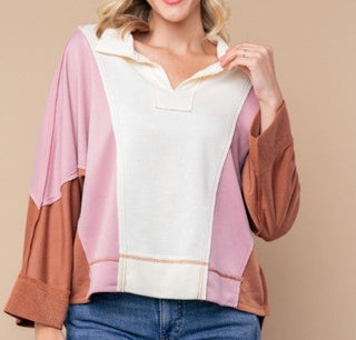 Colorblock Pullover-White Birch