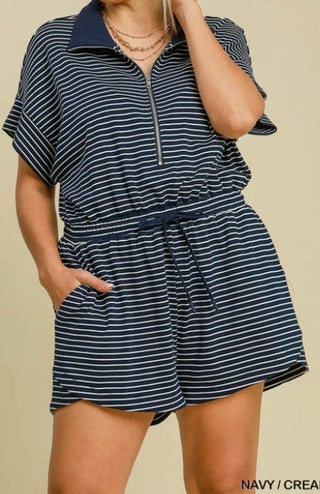 Umgee Striped Zip Up Romper