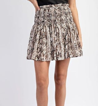 Wild Instinct Snake Print Smocked Skort