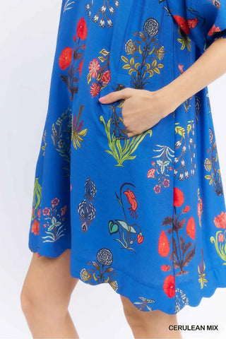 Umgee Floral Print Mini Dress