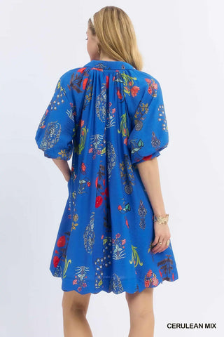 Umgee Floral Print Mini Dress