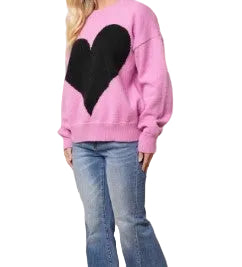 Black Heart Sweater-White Birch