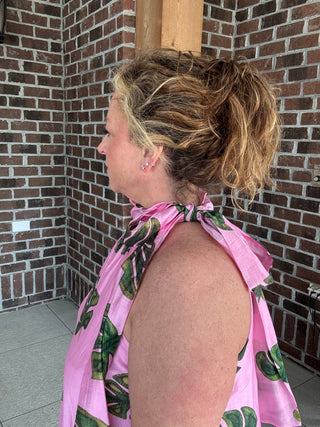 Entro Pink Tropical Halter Dress